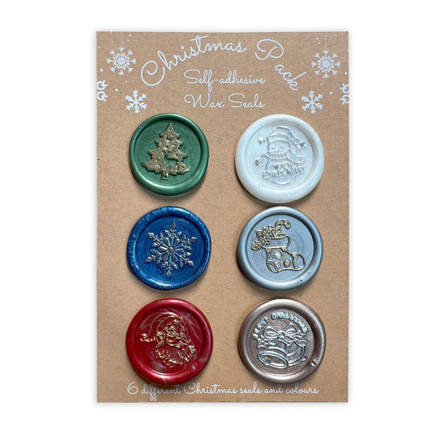 Hand-Painted & Handmade XMAS wax seals (self-adhesive) - 6 designs & colors